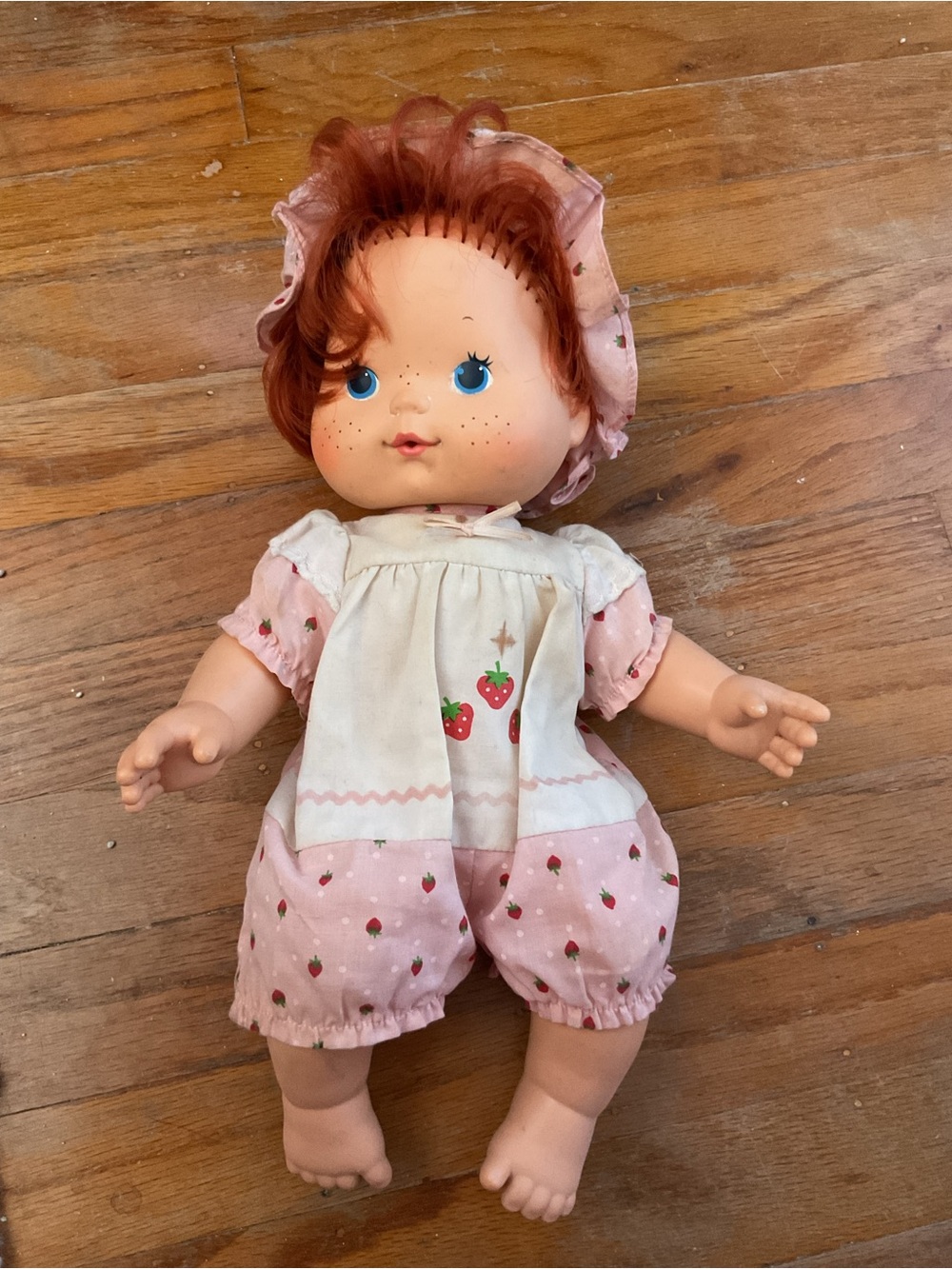 Vintage Strawberry Romper Baby Doll - Pink